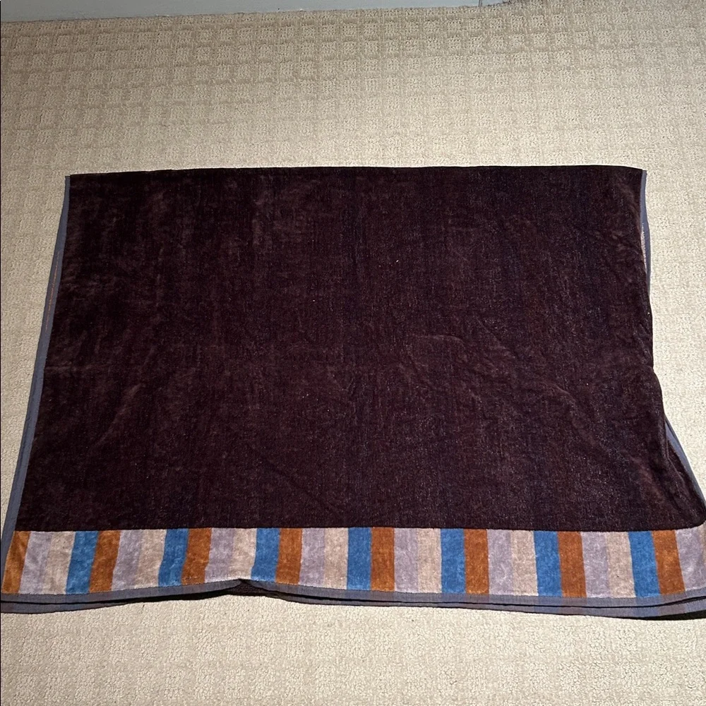TRUSSARDI Home Bath Sheet Beach Towel Huge! Brown & Blue Stripes Cotton NWT #1
